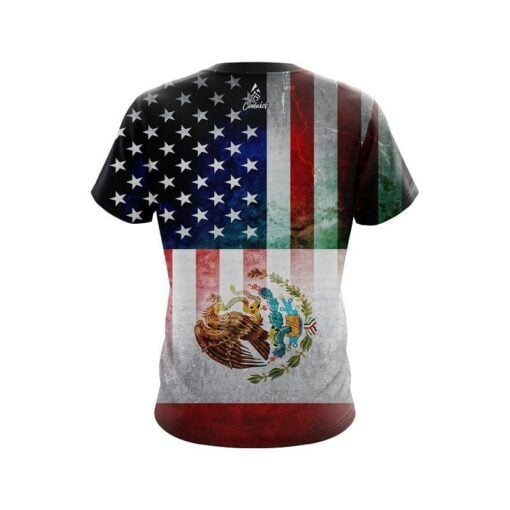 Plain USA Mexico Flag CoolWick Bowling Jersey - Image 2
