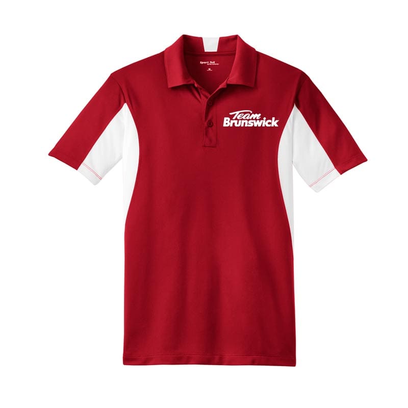 Brunswick Mens Tall White Red Sport Tek Micro Polo