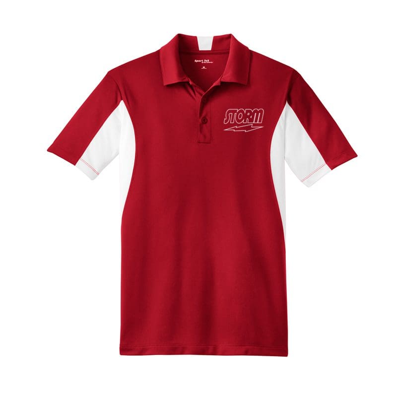 Storm Mens Tall White Red Sport Tek Micro Polo