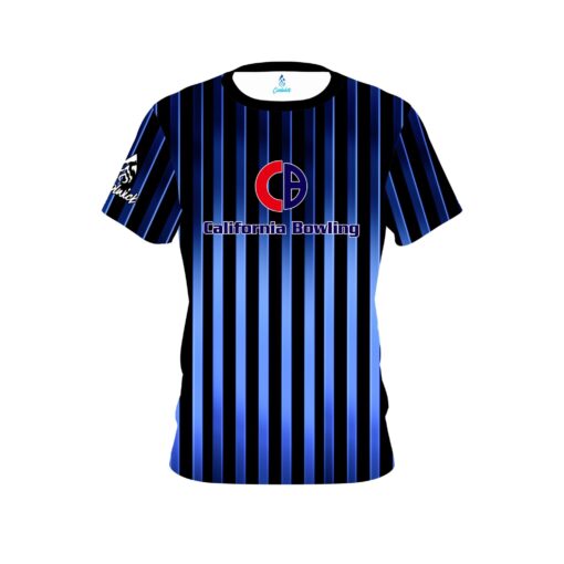 California Bowling Blue Stripes CoolWick Bowling Jersey