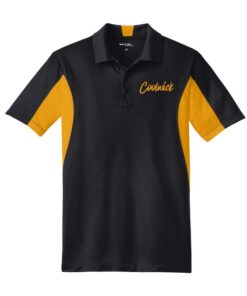 Coolwick Signature Logo Mens Tall Black Gold Sport Tek Micro Polo