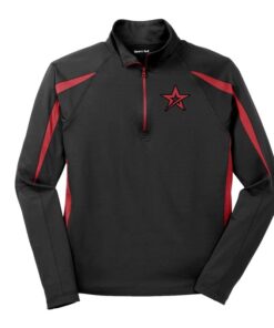 Roto Grip Black Red Coolwick Sport-Wick Stretch 1/2-Zip Colorblock Pullover