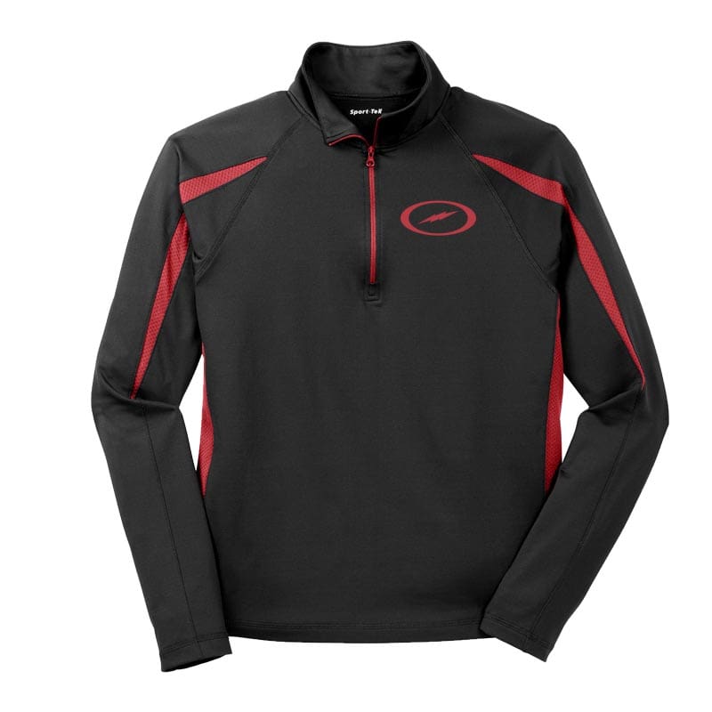 Storm Black Red Coolwick Sport-Wick Stretch 1/2-Zip Colorblock Pullover