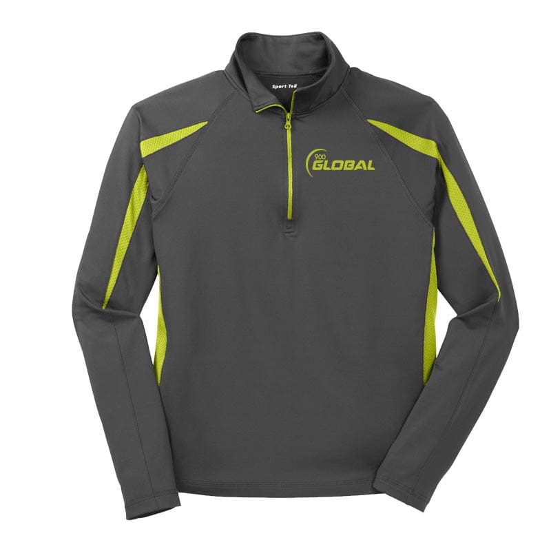 900 Global Charge Green Grey Coolwick Sport-Wick Stretch 1/2-Zip Colorblock Pullover