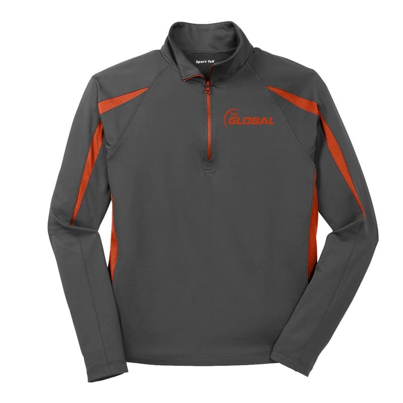 900 Global Orange Grey Coolwick Sport-Wick Stretch 1/2-Zip Colorblock Pullover