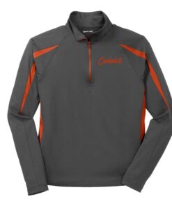 Signature Coolwick Logo Grey Orange Sport-Wick Stretch 1/2-Zip Colorblock Pullover