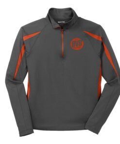 DV8 Coolwick Logo Grey Orange Sport-Wick Stretch 1/2-Zip Colorblock Pullover