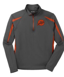 Ebonite Coolwick Grey Orange Sport-Wick Stretch 1/2-Zip Colorblock Pullover