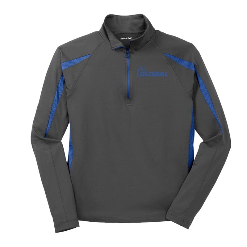 900 Global True Royal Grey Coolwick Sport-Wick Stretch 1/2-Zip Colorblock Pullover