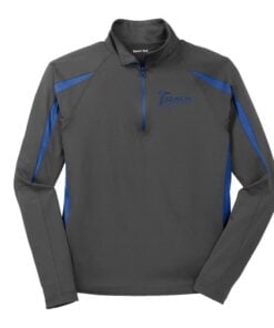 Track Grey True Royal Coolwick Sport-Wick Stretch 1/2-Zip Colorblock Pullover