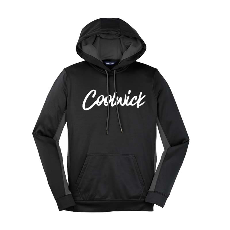 Signature Black Grey Coolwick Womens Fleece Colorblock Hoodie