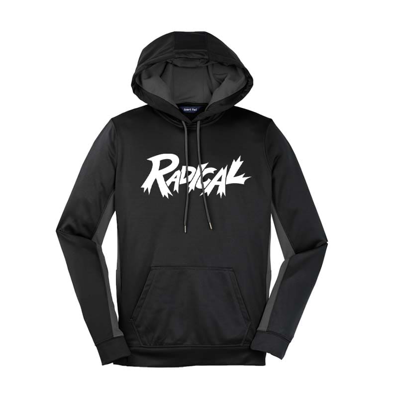 Radical Black Grey Coolwick Womens Fleece Colorblock Hoodie
