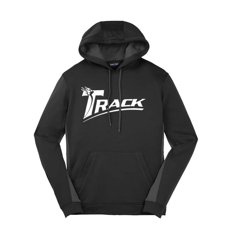 Track Coolwick Mens Black Grey Fleece Colorblock Hoodie
