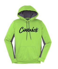Signature Lime Grey Coolwick Womens Fleece Colorblock Hoodie