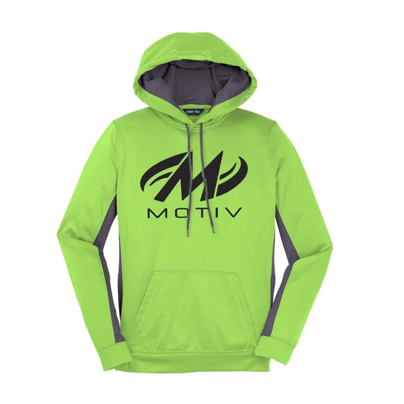 Motiv Lime Grey Coolwick Womens Fleece Colorblock Hoodie