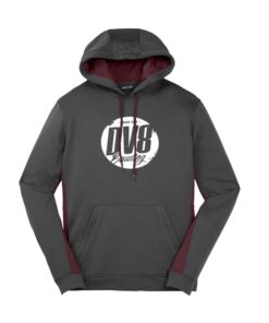 DV8 Coolwick Mens Grey Maroon Fleece Colorblock Hoodie