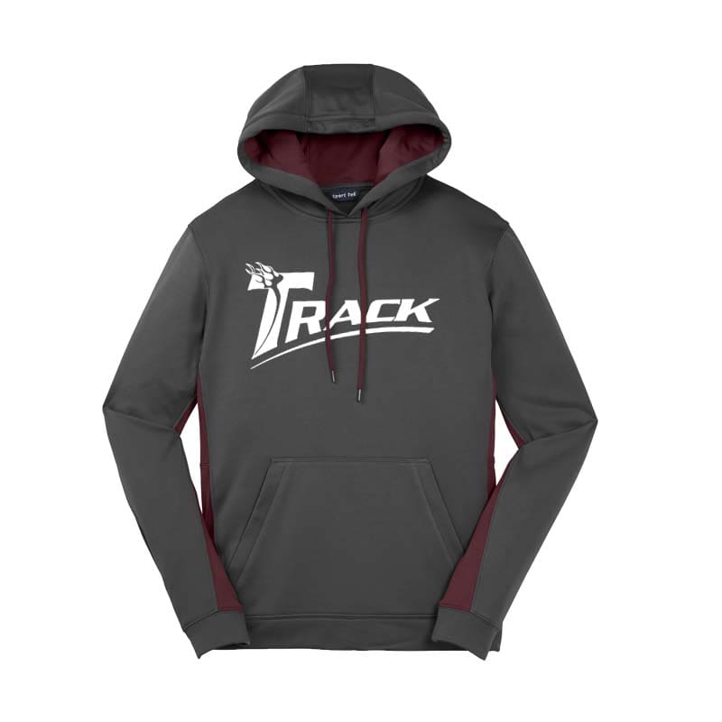 Track Coolwick Mens Grey Maroon Fleece Colorblock Hoodie