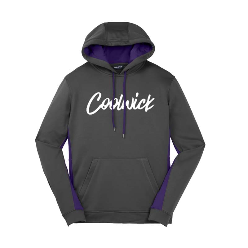 Signature Coolwick Mens Grey PurpleFleece Colorblock Hoodie
