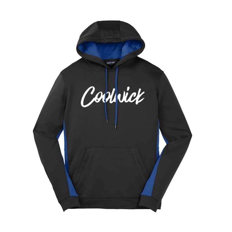 Signature Coolwick Mens Black Royal Fleece Colorblock Hoodie