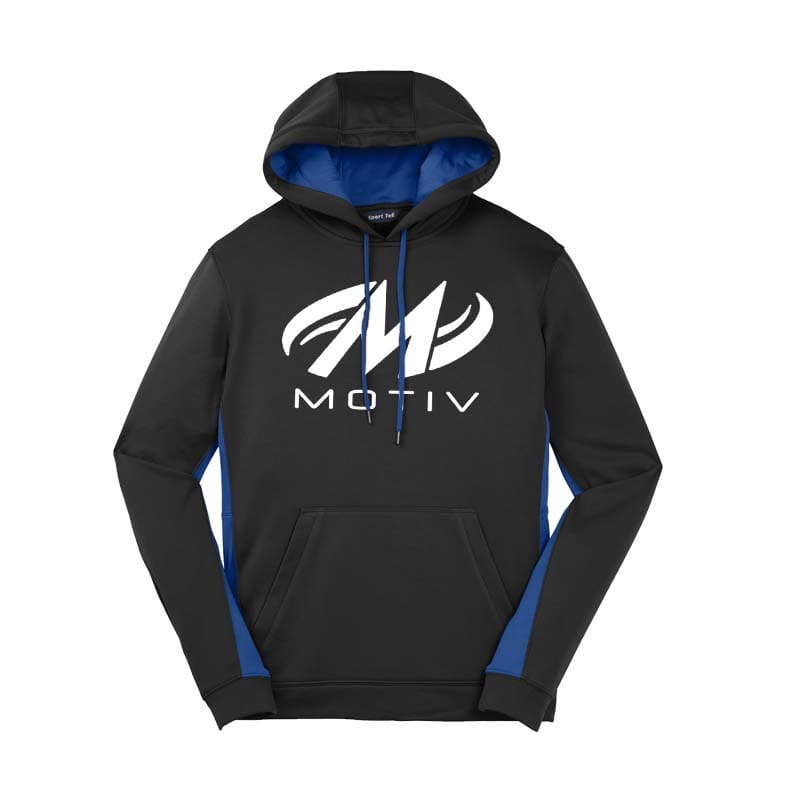 Motiv Coolwick Mens Black Royal Fleece Colorblock Hoodie