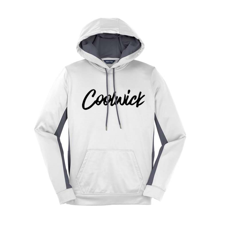 Signature White Grey Coolwick Womens Fleece Colorblock Hoodie