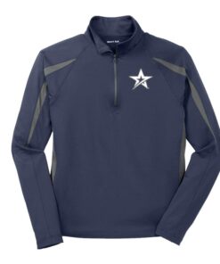 Roto Grip Navy Grey Coolwick Sport-Wick Stretch 1/2-Zip Colorblock Pullover