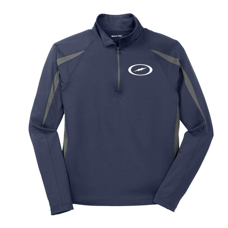 Storm Navy Grey Coolwick Sport-Wick Stretch 1/2-Zip Colorblock Pullover