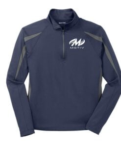 Motiv Coolwick Navy Grey Sport-Wick Stretch 1/2-Zip Colorblock Pullover
