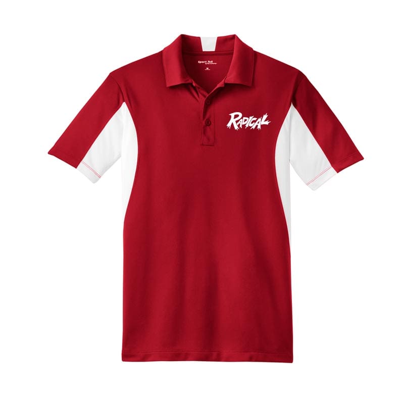 Radical Mens Tall White Red Sport Tek Micro Polo