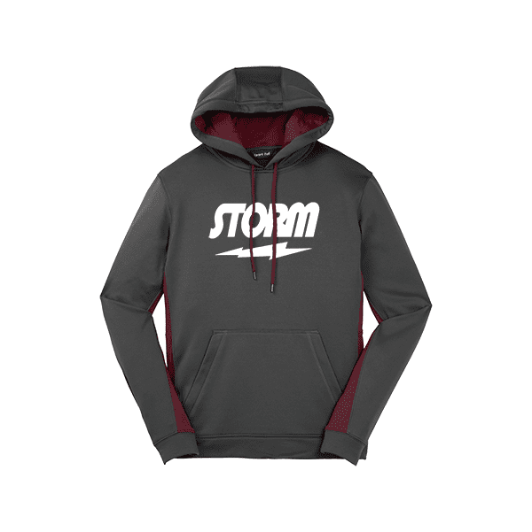Storm Coolwick Mens Grey Maroon Fleece Colorblock Hoodie