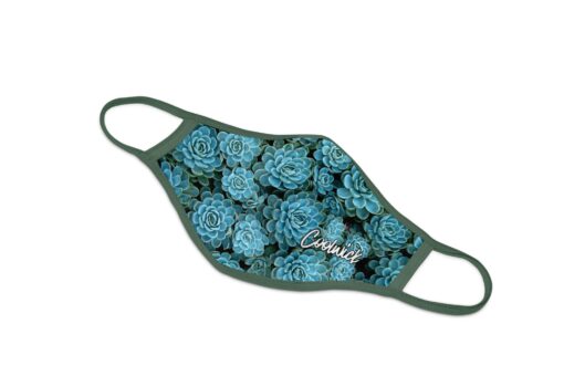 Coolwick Teal Succulents Dye Sublimated Mask - Image 2