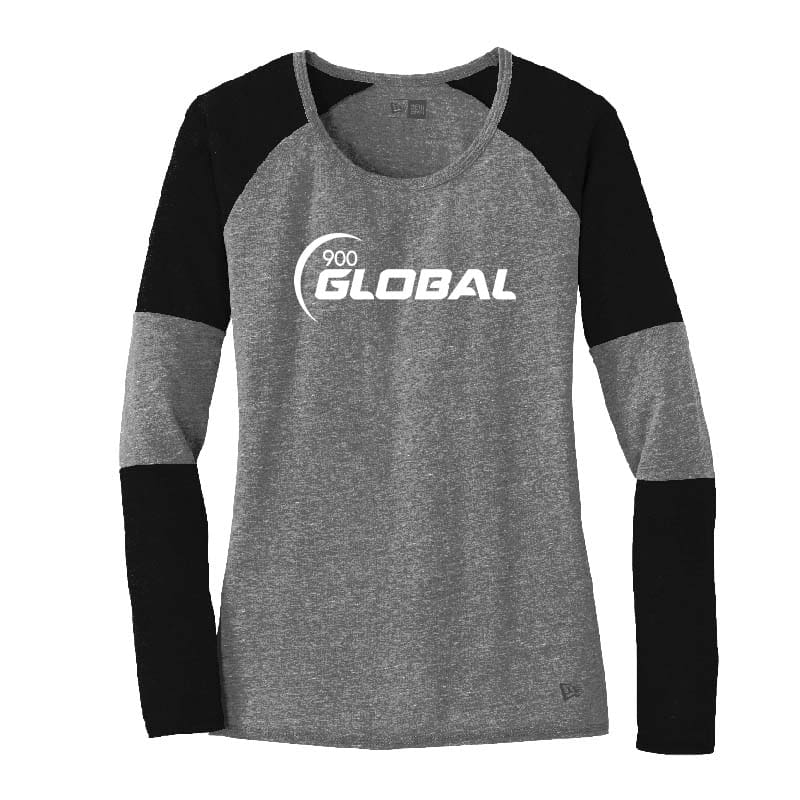 900 Global Womens Grey Black Coolwick Long Sleeve Baseball Tee 3X