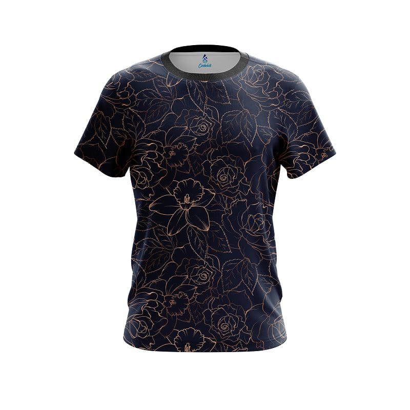 Plain Navy rose gold CoolWick Bowling Jersey