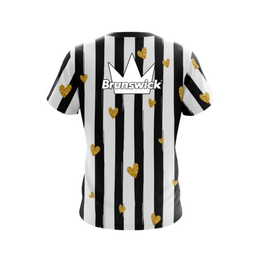Brunswick Valentines Black and White Stripes Coolwick Bowling Jersey - Image 2