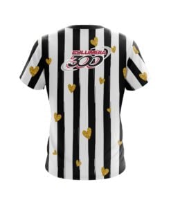 Alternative view of Columbia 300 Valentines Black and White Stripes Hearts Coolwick Bowling Jersey
