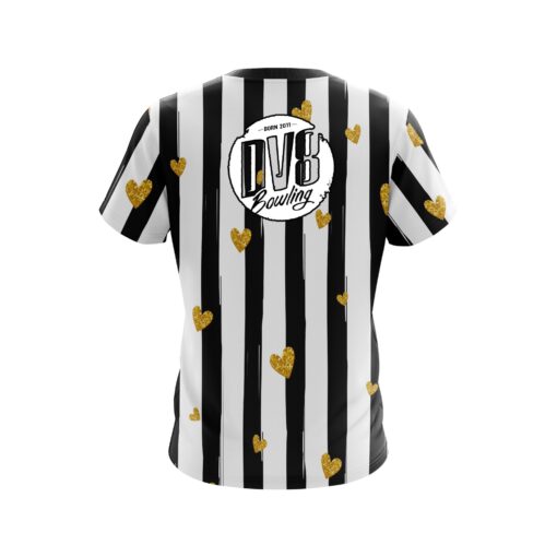 DV8 Valentines Black and White Stripes Coolwick Bowling Jersey - Image 2