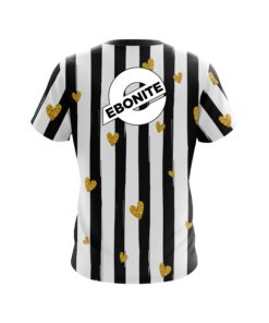 Alternative view of Ebonite Valentines Black and White Stripes Hearts Coolwick Bowling Jersey