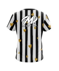 Alternative view of Motiv Valentines Black and White Stripes Coolwick Bowling Jersey
