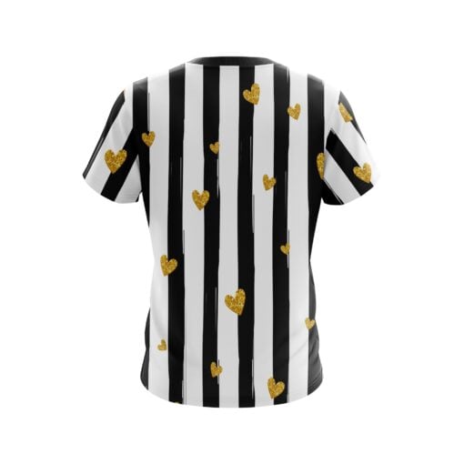 Plain Valentines Black and White Stripes Coolwick Bowling Jersey - Image 2