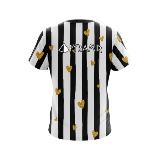 Pyramid Valentines Black and White Stripes Coolwick Bowling Jersey - Image 2