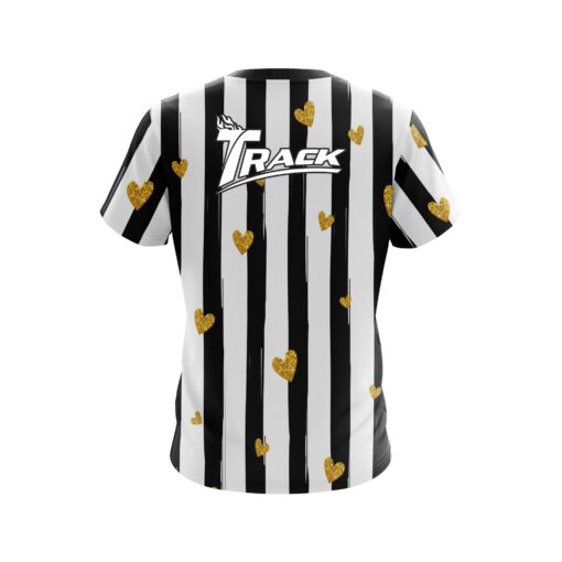 Track Valentines Black and White Stripes Coolwick Bowling Jersey - Image 2
