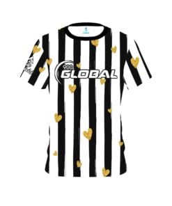 900 Global Valentines Black and White Stripes Coolwick Bowling Jersey