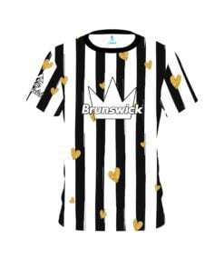 Brunswick Valentines Black and White Stripes Coolwick Bowling Jersey
