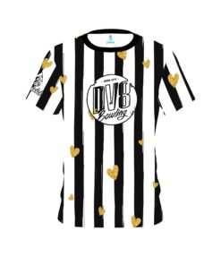 DV8 Valentines Black and White Stripes Coolwick Bowling Jersey