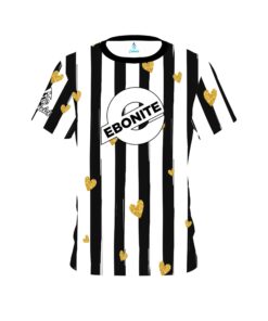 Ebonite Valentines Black and White Stripes Hearts Coolwick Bowling Jersey