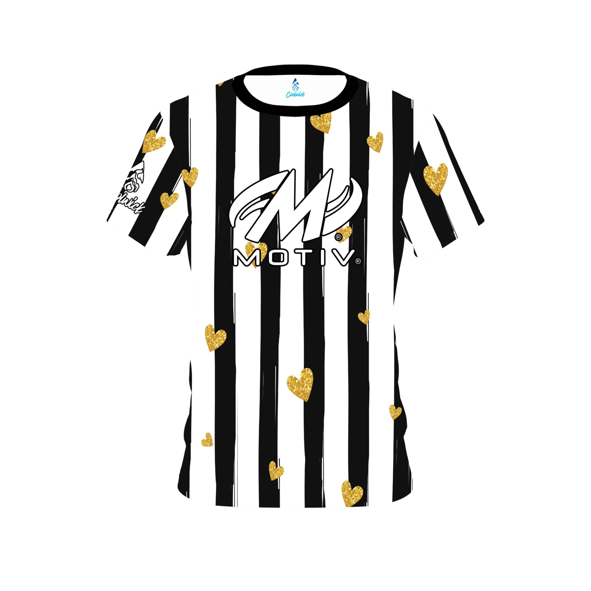 Motiv Valentines Black and White Stripes Coolwick Bowling Jersey