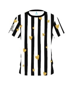 Plain Valentines Black and White Stripes Coolwick Bowling Jersey