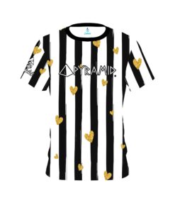 Pyramid Valentines Black and White Stripes Coolwick Bowling Jersey