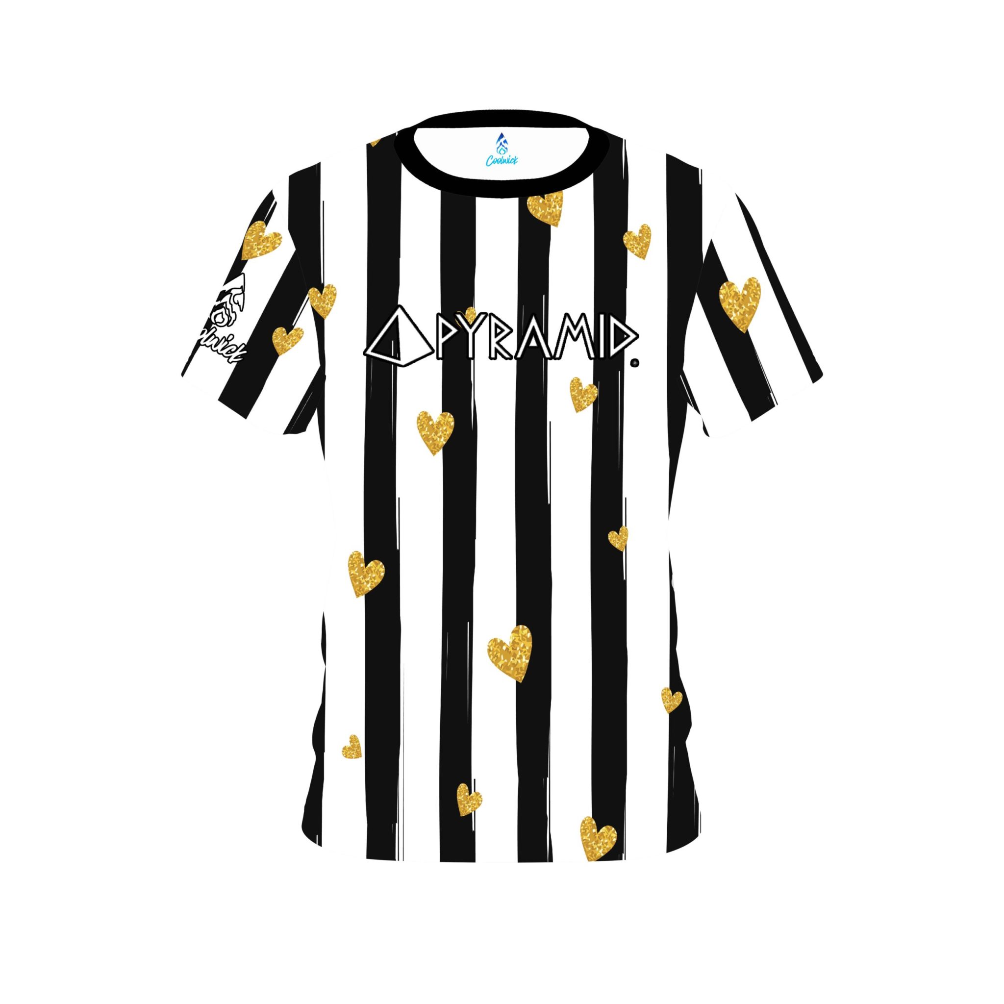 Pyramid Valentines Black and White Stripes Coolwick Bowling Jersey