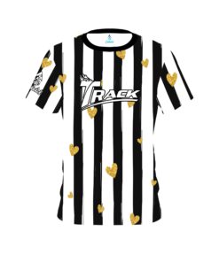 Track Valentines Black and White Stripes Coolwick Bowling Jersey